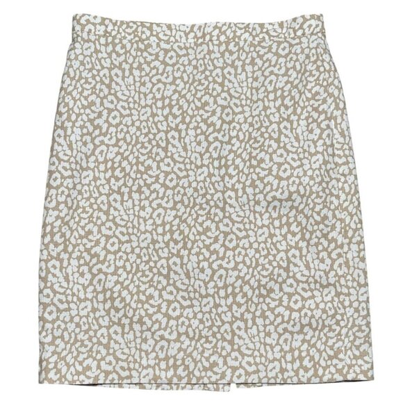 J.CREW Dresses & Skirts - J.Crew Leopard Print Basketweave Lined Pencil Skirt Tan Cream Size 8